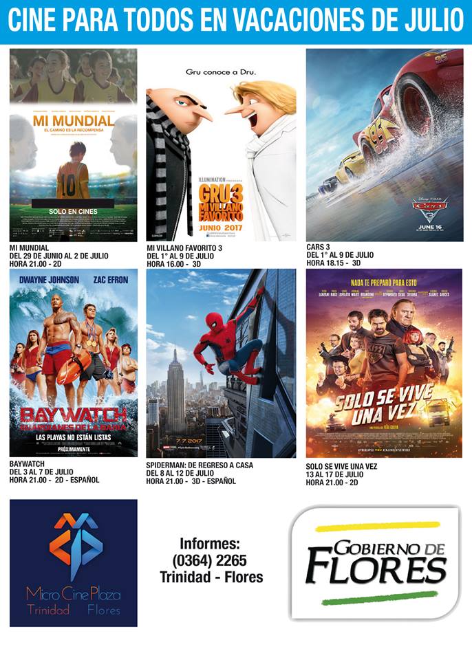 30.06.2017 Cartelera del Micro Cine para vacaciones de julio
