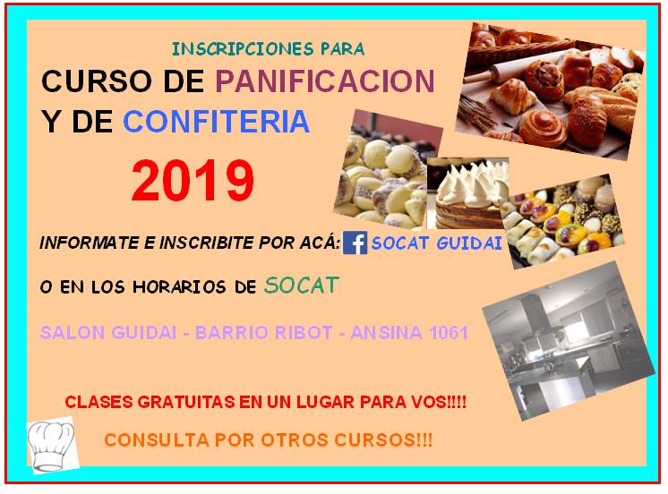 16.01.2019 Curso de panificación y confitería gratuito en Trinidad