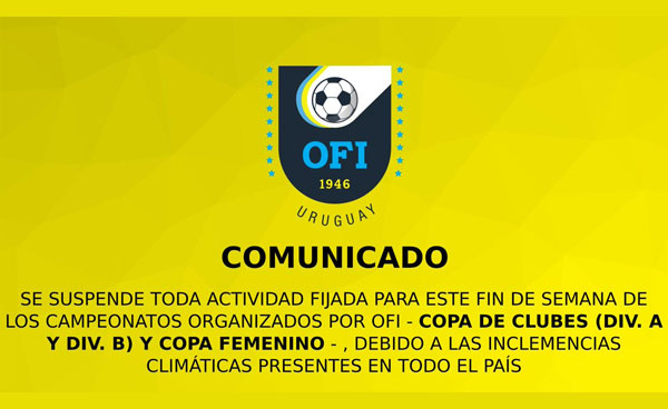 14.06.2019 Debido a las inclemencias climáticas se suspendió la fecha de Copa OFI
