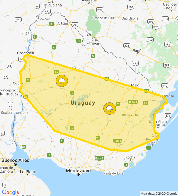09.01.2020 Trinidad bajo Alerta Amarilla de INUMET