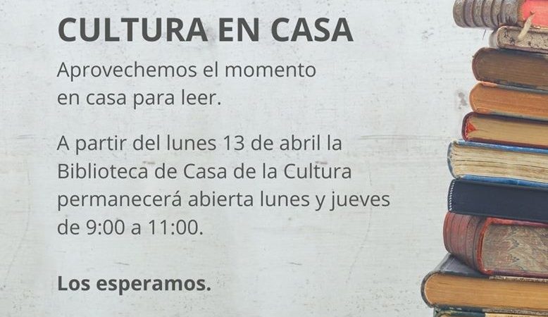 03.05.2020 Biblioteca Municipal funciona los días lunes y jueves en la mañana