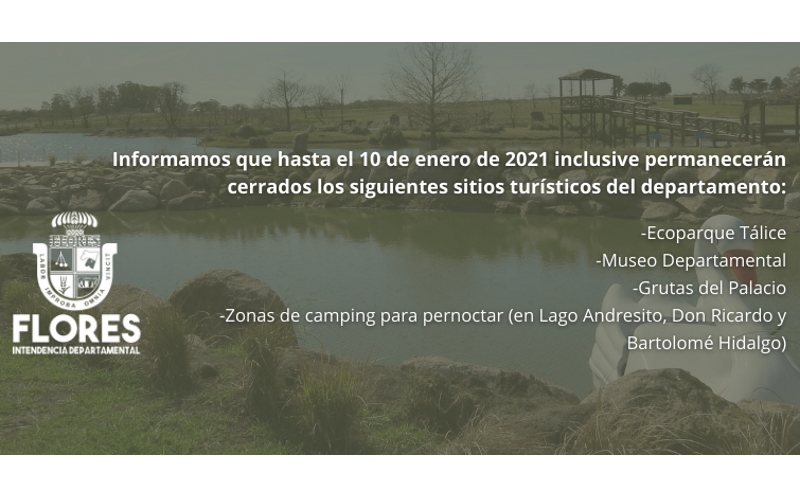 21.12.2020 Sitios turísticos permanecerán cerrados hasta el 10 de enero de 2021