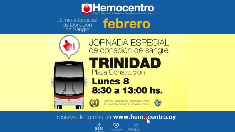 04.02.2021 Jornada de donación de sangre para este lunes 8 de febrero