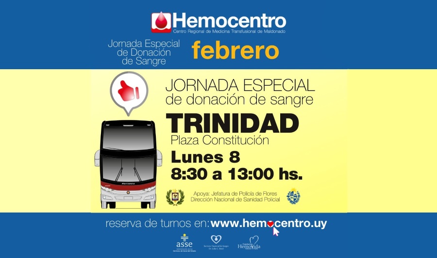 04.02.2021 Jornada de donación de sangre para este lunes 8 de febrero