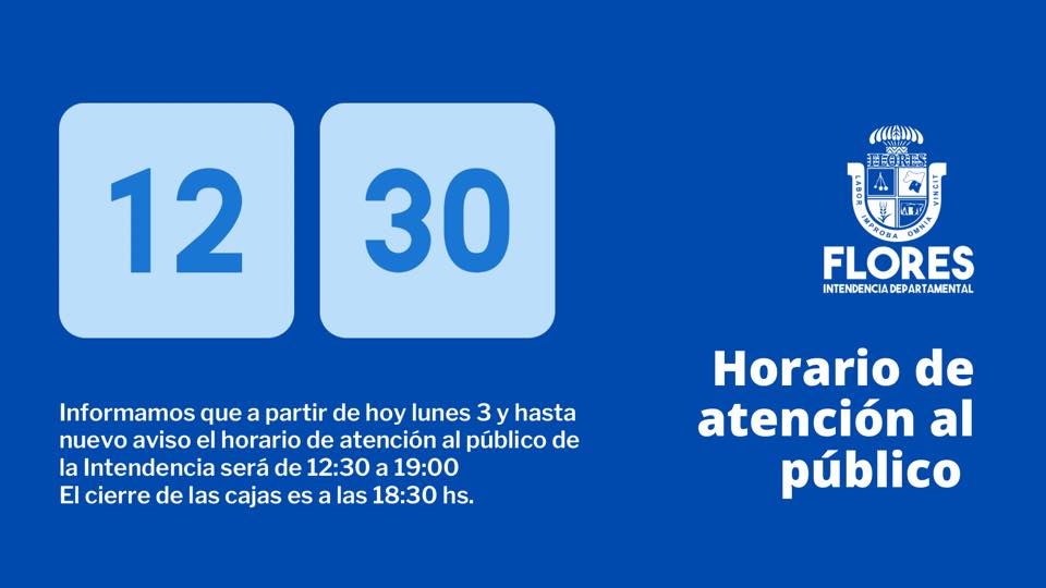 03.05.2021 Se amplía el horario de atención al público en la Intendencia de Flores