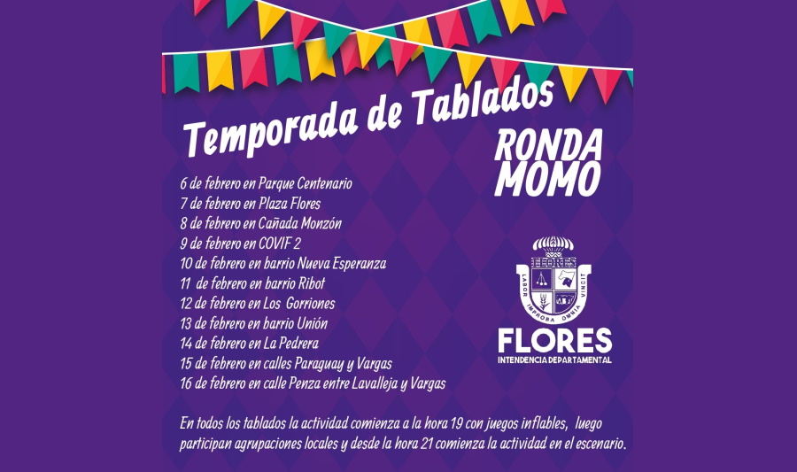 02.02.2022 Calendario de tablados para este Carnaval